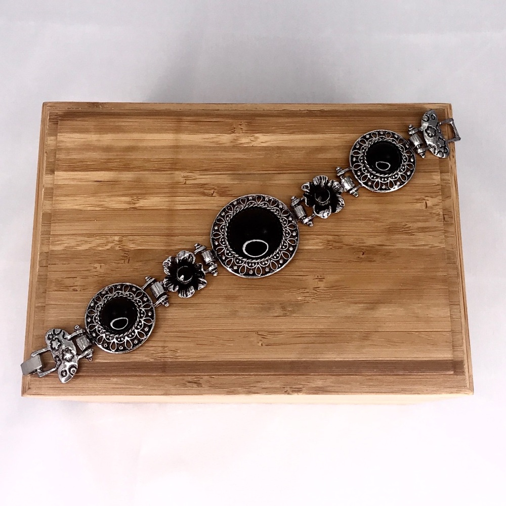Black Onyx and Crystal Bracelet